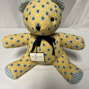 Vera Bradley Blue and Yellow Patterned Teddy Bear NWT